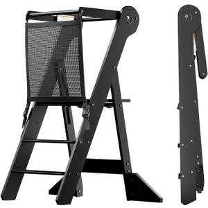 COSYLAND Foldable Toddler Tower Kid Kitchen Sit and Stand Step Stool Helper