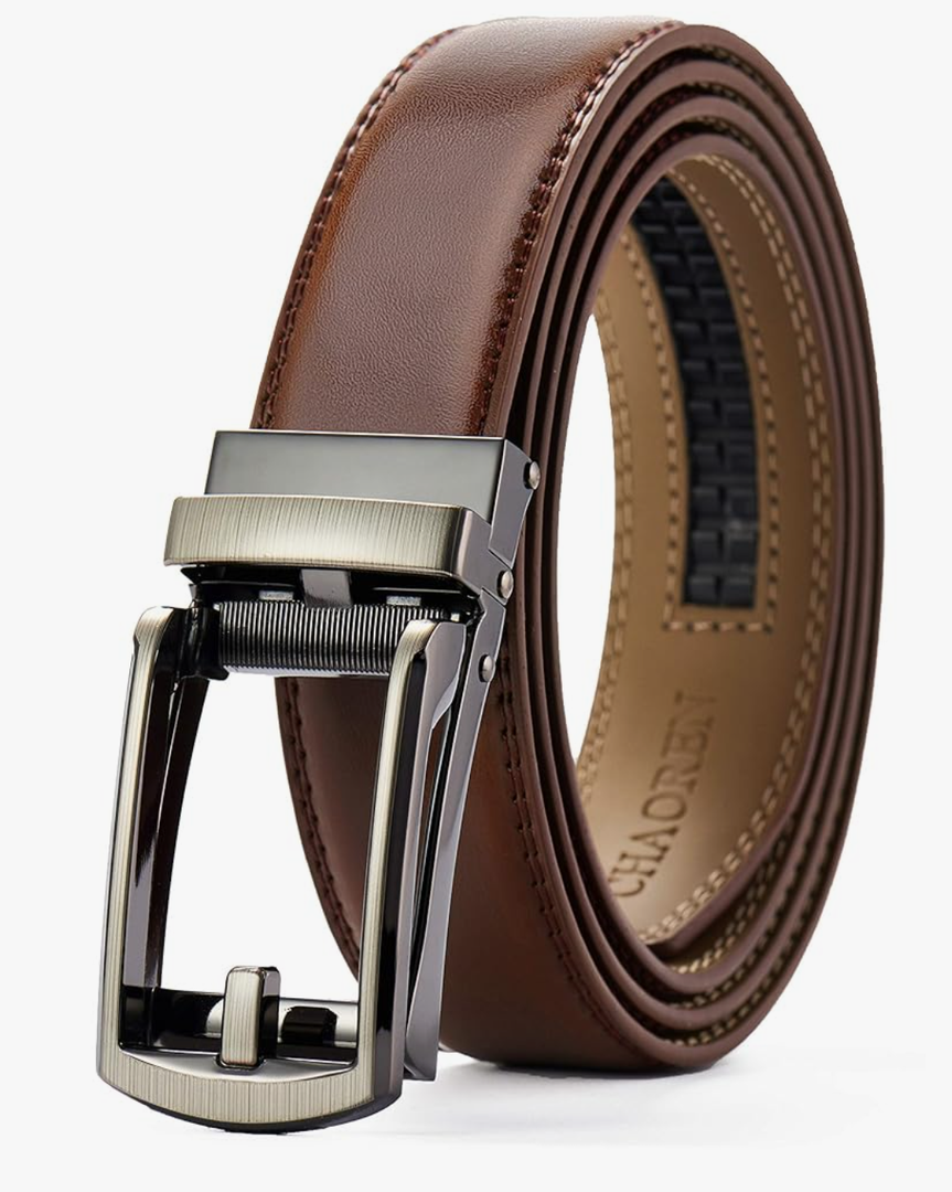 CHAOREN Ratchet Boys Belt, Kids Dress Leather Belt with Click Closure, Adjustable for Casual and Formal Wear