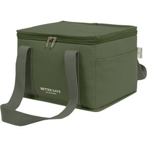 Nook Theory Insulated Grocery Bags, Regular Reusable Grocery Bag with Zipper, Leak Proof Cooler Bag for Frozen and Hot Food (Forest)