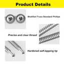 3 x #8 x 1 Self Tapping Screws for Metal, 410 Stainless Truss Head 280pcs