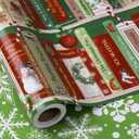 RUSPEPA Christmas Reversible Wrapping Paper Roll, Mini Roll, Vintage Christmas Bookshelf Design, Green with White Snowflake Pattern Gift Wrap Paper for Book Lover, Holiday Party, 17 Inches x 32.8 Feet