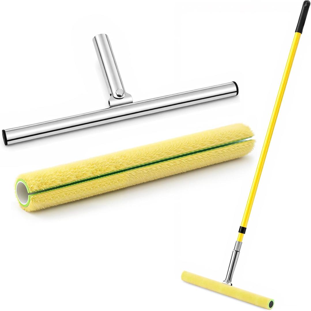 18 Inch Lightweight T-bar Applicator Bundle with Refill Pad Extendable Pole Stain Polyurethane Applicator for Even Floor Coating