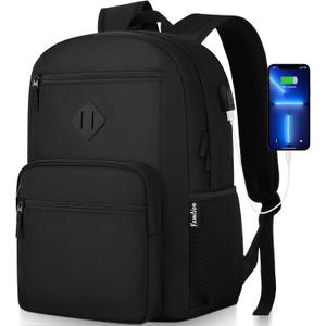 YAMTION Black Backpack,School Bookbag for Teens and Adults Schoolbag Fits 15.6 Inch Laptop Lightweight College Backpack for Daily Commute School