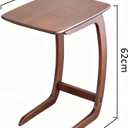 Modern Rubber Wood C Shaped Side Table for Sofa & Bed, Wooden End Table Laptop Tray Snack Table, Minimalist Coffee Table for Living Room Bedroom Small Spaces