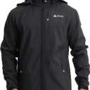 Men's Softshell Jacket,Fleece Lined Hooded Windbreaker Winter Outdoor Hiking Jackets for Men (Medium, Black)