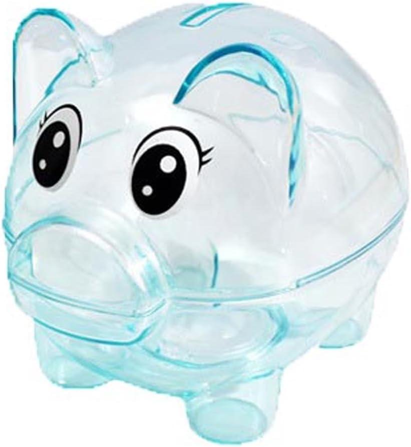 Piggy Bank, Plastic Money Bank, Transparent Money Jar, Coin Bank for Girls and Boys, Gifts for Birthday, Easter, Christmas, Baby Shower (Blue)