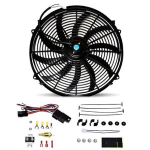 A-Team Performance 16" Electric Radiator Cooling Fan Kit - Reversible Push-Pull & 3000 CFM - 10 S-Curved Blades & Thermostat Control - Fan Mounting Kit & Universal Fit - 12V, 3-Pin Connector