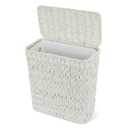 Coeusy Wicker Trash Can with Lid and Liner,Boho Decotative Small Bathroom Trash Cans,Waterproof Slim Waste Basket for Bedroom,Home Office,3 Gallon Cream White
