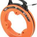 Klein Tools 56335 Flat Steel Electrical Fish Tape, 25-Foot 1/4-Inch Wide Spring Steel Tape, Slim Plastic Tip, Laser Etched 1-Foot Markings