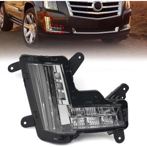 Huray Right Fog Light w/Crash Brake for Cadillac Escalade ESV 2015-2020 RH | Daytime Running Light w/LED Turn Signal Light DRL Lamp Replacement OE Style Passenger Side