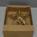 Christmas Star Tree Topper, Plug in 3D Star Tree Topper, 11Golden Glittered Metal Hollow Designed Built-in 10 Bulbs String Lights for Christmas Tree Decorations