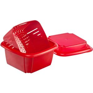 Hutzler 3-in-1 Berry Keeper Colander and Container, Keeps Berries Fresh Longer 2 pints, Red