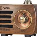 PRUNUS Wood Retro FM Radio Bluetooth Mini Portable Wooden Old Vintage Radio Speaker, Rechargeable Battery Operated, Strong Bass Enhancement, Loud Volume, Support AUX in (Walnut) R-818 (Brown)