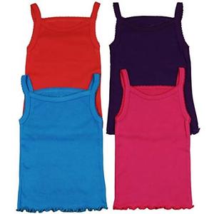 ToBeInStyle Girl's 4 Pack Ruffle Hem Spaghetti Strap Tank Tops, Size 5