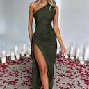 Memoriesea Women's Sexy One Shoulder High Split Cocktail Wedding Party Maxi Dress, Size L
