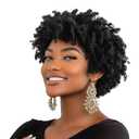 Loc Wigs for Black Women Dreadlock Fake Dreads Faux Locs Wig Dreadlocks Afro Headband Short Braided Wig Short Curly Braided Afro Twist Wigs for Black Women Braided Bob (Natural Black)