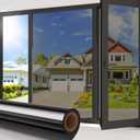 Coavas One Way Privacy Window Film Daytime Mirror Reflective Window Tint for Home Heat UV Sun Blocking Anti-Glare Covering See Out Not in Static Cling Removable for Bedroom,Black-Silver,17.5x118.1In