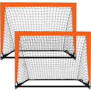 2 Pack 4 x 3 Size Portable Kid Soccer Goals for Backyard, Indoor and Outdoor Pop Up Soccer Goals, Orange, Theresduet