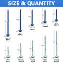 660 PCS Pocket Hole Screws Assortment Kit, 5 Sizes #8 x 1, 1-1/4", 1-1/2", 2", 2-1/2",Square Drive Self Tapping Coarse Thread Wood Screws Set, Blue Coated and Zinc Coated, Drive Bit Included