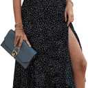 PRETTYGARDEN Women's Boho Floral Maxi Dress Summer Short Sleeve Wrap V Neck Long Flowy Beach Vacation Wedding Guest Dresses S