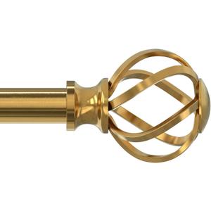 VOIIY Gold Curtain Rod 30-42 Inch, Brushed Brass Decorative Curtain Rods for Windows with Twisted Cage Finials, 3/4" Adjustable Heavy Duty Window Treatment Rods for Living Room, Bedroom, Kitchen