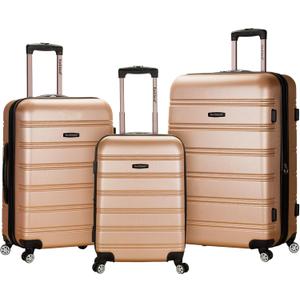 Rockland Melbourne Hardside 3 Piece Expandable Spinner Wheel Luggage Set, (20"/24"/28"), Champagne