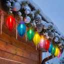 Jumbo Outdoor Christmas Lights, 16FT C9 Jumbo Xmas String Lights Decorations Waterproof Hanging Lights with 10 Large Clear Multicolor Bulb for Outdoor Porch Patio Eave Xmas Roof Decoration