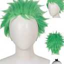 Amazon.com: JoneTing Short Green Wig+Hair Cap  for Men Grass Green Cosplay Wig for Party for Cosplay Peluca Verde Short Greened Spiky Wigs for St Patrick's Day Men Chrismas Cospaly Costume for Halloween : Clothing, Shoes & Jewelry