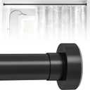 Black Shower Curtain Rod 34 to 43Inch:Small Spring Tension Shower Rods for Bathroom Kitchen Doorway, Modern Heavy Duty Adjustable Tension Shower Curtain Rod No Drilling No-Slip Easy Install, Black