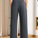 Sarin Mathews High Waisted Wide Leg Pants for Women Business Casual Dress Pant Palazzo Long Work Trousers with Pockets (Gray, L)