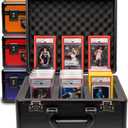 SLAB ARMOR 3 Row Graded Card Storage Box PSA Slab Case For Graded cards Hold 120+ Slabs Graded Card Case PSA Graded Card Storage Sports Baseball Card Collector Gifts TSA approved lock (BLACK)