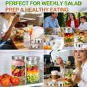 Palksky 32oz Salad Jars with Dressing Cup, 2 Pack Glass Salad Pod Mason Jar, Leak-Proof Stainless Steel Lid, On-the-Go Fresh Food Jar for Lunch & Weekly Prep
