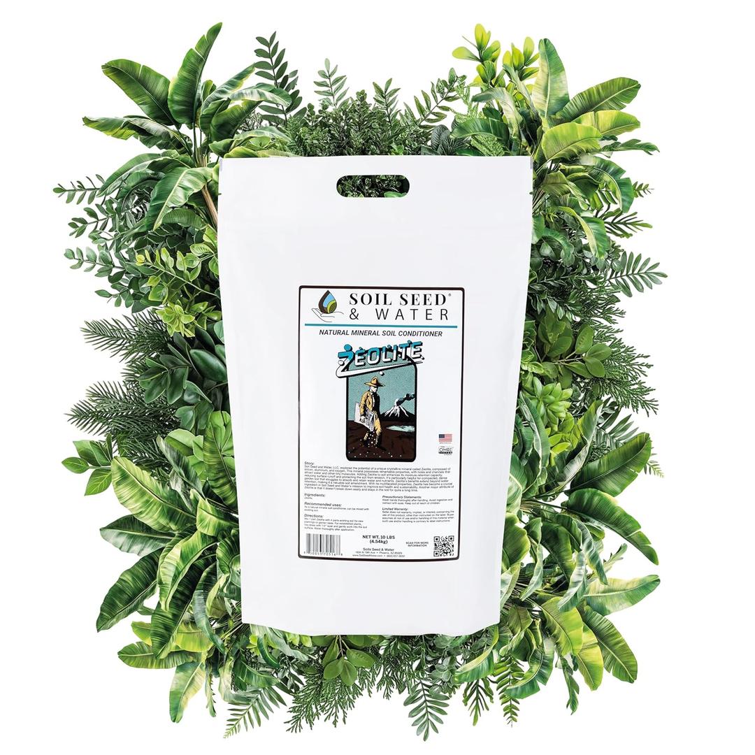 Soil Seed & Water Zeolite Soil Conditioner Natural Minerals for Water Retention, Nutrient Exchange, and Drainage - Home Garden - OMRI Listed (EXP 12/01/26)