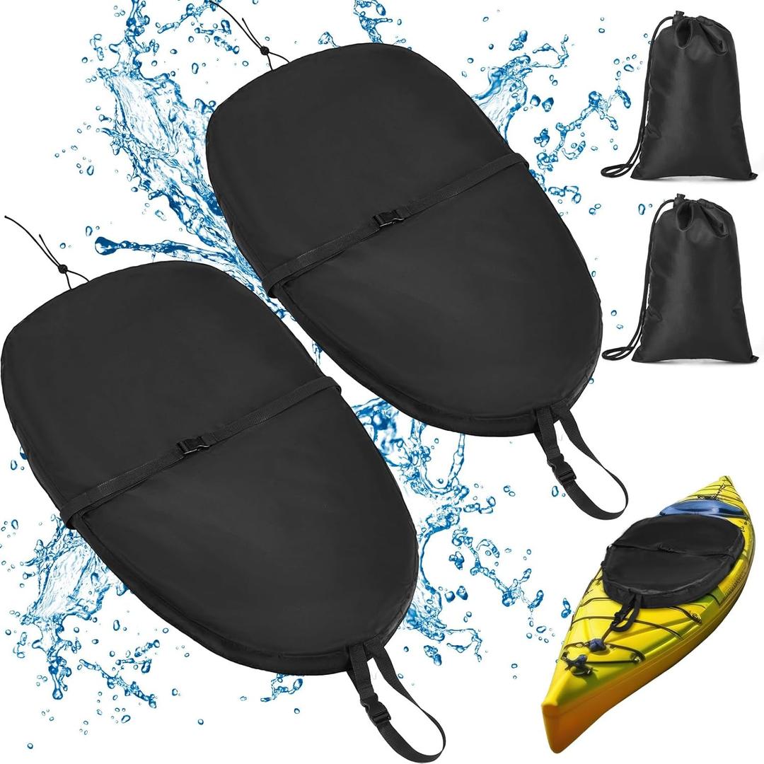 Kayak Cockpit Cover with Adjustable Fixing Strap, 420D Oxford Waterproof Seat Cover, Kayak Canoe Cockpit Protector, 4 Sizes