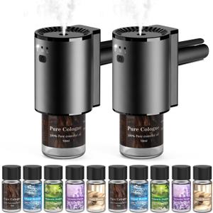 Car Air Freshener, Smart Car Air Freshener for Vent Clips, 1200 Sprays Per Charge, Car Fresheners with Auto On/Off, 5 Scents, 10 Refill Bottles (2Pack)