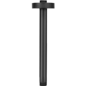 NearMoon Ceiling Mounted Shower Arm With Flange and Teflon Tape, Universal Connection 1/2 NPT Straight Round Shower Arm for Fixed Rain Shower Head, Thicken Stainless Steel (8 Inch, Matte Black)