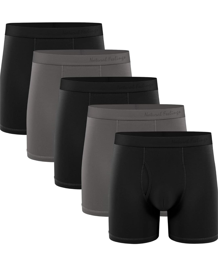 Natural Feelings Boxer Briefs Mens Underwear Men Pack Soft Cotton Open Fly Underwear L