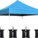 Eurmax USA 10x10 Pop Up Canopy Replacement Top, Universal Instant Canopy Cover ONLY, Heavy Duty UPF 50+ UV Protection, Water & Wind Resistant Tarp, Bonus 4 Sand Bags (Sky Blue)