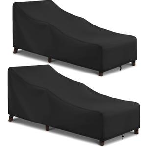 Arcedo Outdoor Lounge Chair Covers 2 Pack, Waterproof Patio Chaise Lounge Cover for Outdoor Furniture and Outside Stackable Cushions, 76" x 32" x 32" H, Black