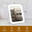Rechargeable Vanity Mirror with Lights, 10"8" Makeup Mirror with Lights, 1500mAH Battery, Smart Touch with 3-Color Lighting, Dimmable, HD Desk Mirror, Travel Essentials, Women Gift (White)