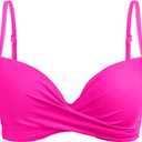 Aqua Eve Women Underwire Bikini Top Only - 2025 Push Up Swim Top Padded Bra Swimsuit (X-Small, Hot Pink)