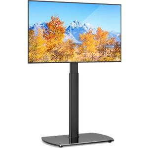 YOMT Universal TV Floor Stand with Mount for 27-70 Inch LCD LED OLED TVs, Swivel Height Adjustable Tall TV Stand, Space Saving Design for Corner Bedroom Living Room, Black
