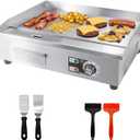 22" Commercial Electric Griddle,Electric Countertop Flat Top Griddle,110V 1600W Electric Flat Top Grill,Non-Stick Restaurant Teppanyaki Stainless Steel Grill,Adjustable Temperature Control