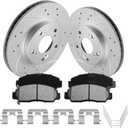 Front Brake Kit Geomet For 2003-2007 Accord(3.0L V6 11.1in Rotors ONLY), 2006-2012 Civic GX, 2013-2015 Civic Natural Gas |Anti-Rust Geomet Coated| D1608-8392 & 31305 Brake Pads And Discs 282mm