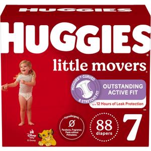 Huggies Size 7 Diapers, Little Movers Baby Diapers, Size 7 (41+ lbs), 88 Count (2 Packs of 44), 