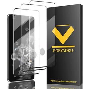 3 Pack Tempered Glass For Samsung Galaxy S20 Ultra Screen Protector[3 Pcs], 9H hardness Scratch resistant, Fingerprint Compatible with S20 Ultra 5G Glass Screen Protector