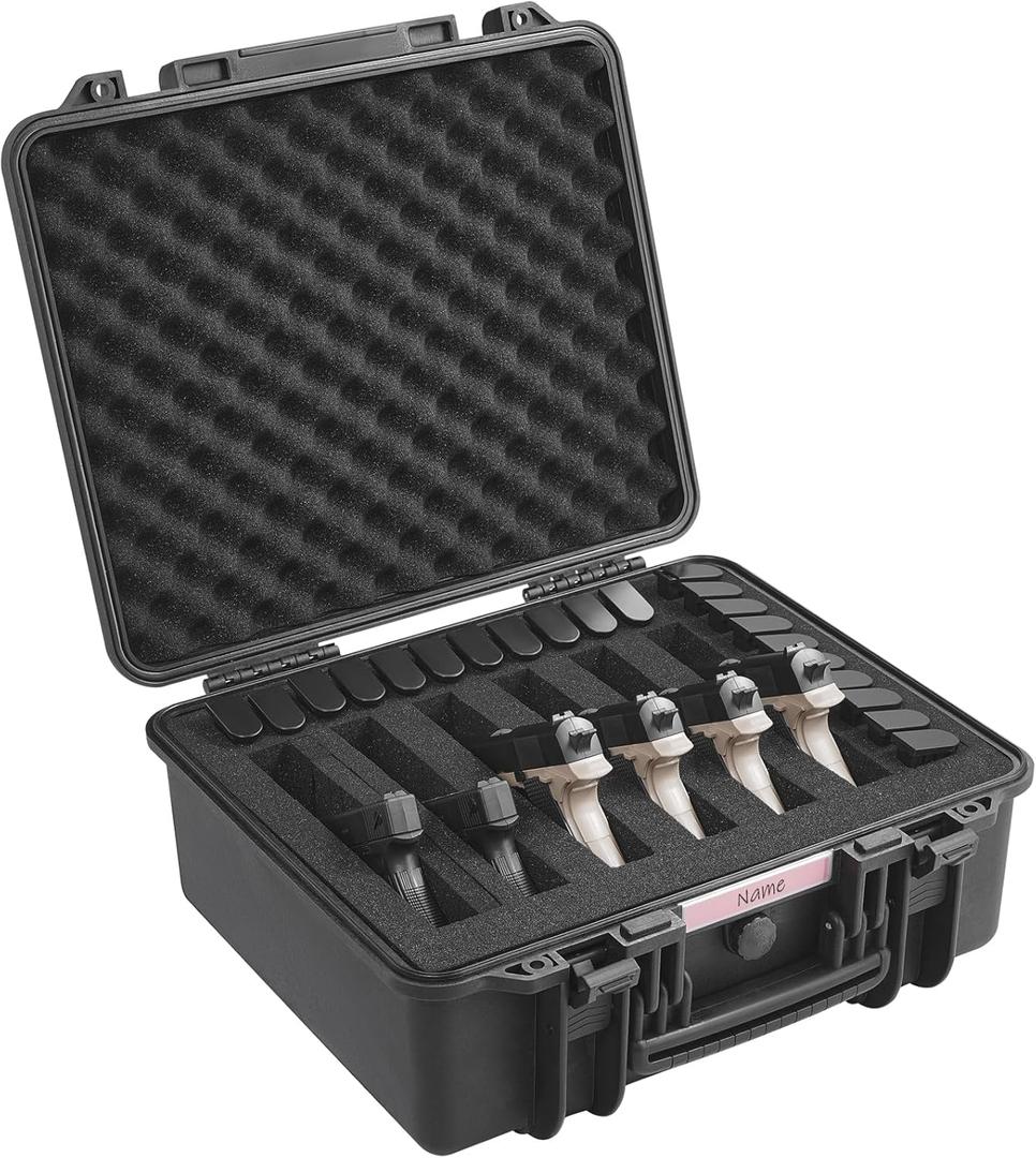 VEVOR Hard Pistol Cases with Customized PU Foam, Waterproof & Dustproof Hard Gun Case for 6 Pistol & 21 Magazine, 19.317.18.3 in Lockable Pistol Case, Black