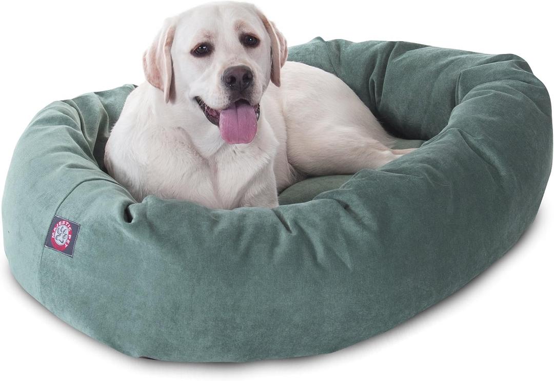 Majestic Pet Micro Velvet Dog Bed, 40 Inch Large, Round, Washable, Azure
