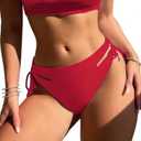 WODECASA Women's High Waisted Bikini Bottoms Cheeky High Leg Cut Out Side Tie Sexy Ruched Bathing Suit Swim Bottoms 2026 Large