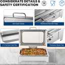 Electric Chafing Dish Buffet Server Set, Stainless Steel Full Size & Half-Size &Three-Section Food Pan with Temp Control, Roll Top Stainless Steel Food Warmers for Catering Buffet (A-01)